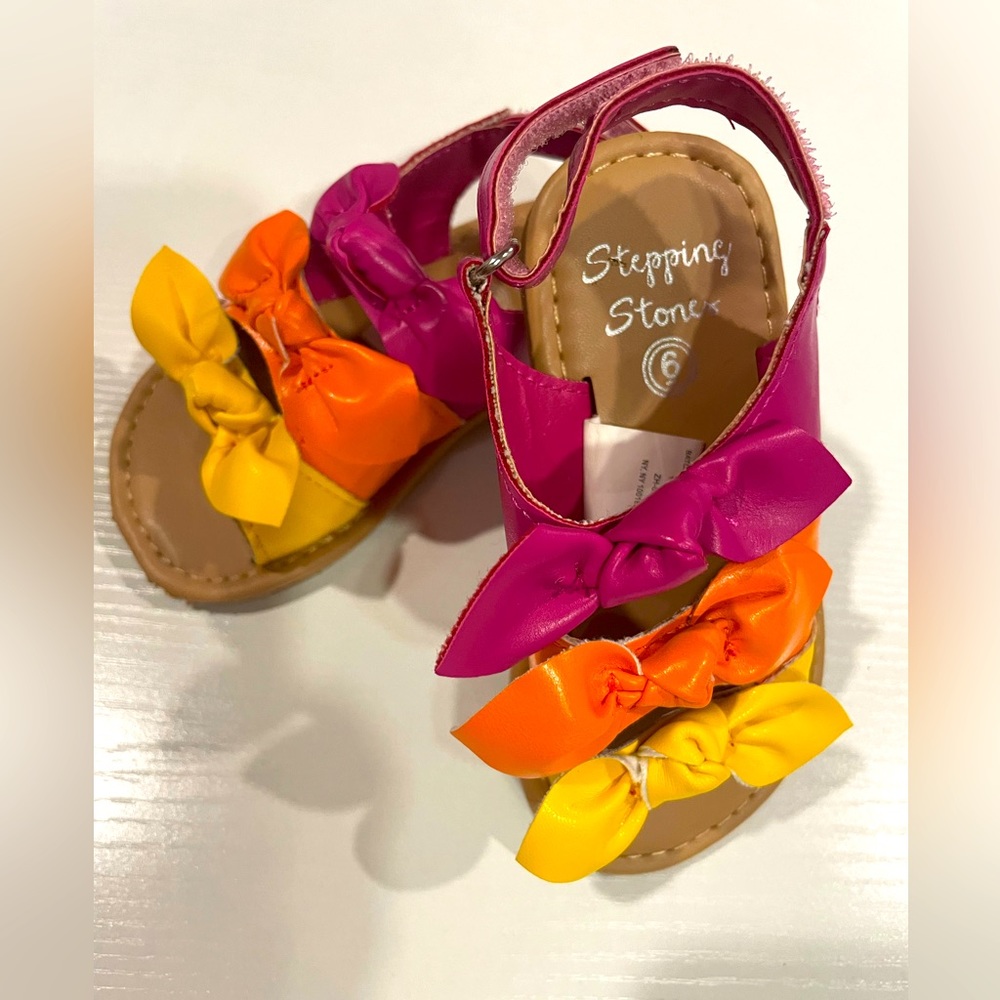 Stepping Stones Toddler Girl Sandals, size 6, multicolored with Velcro straps